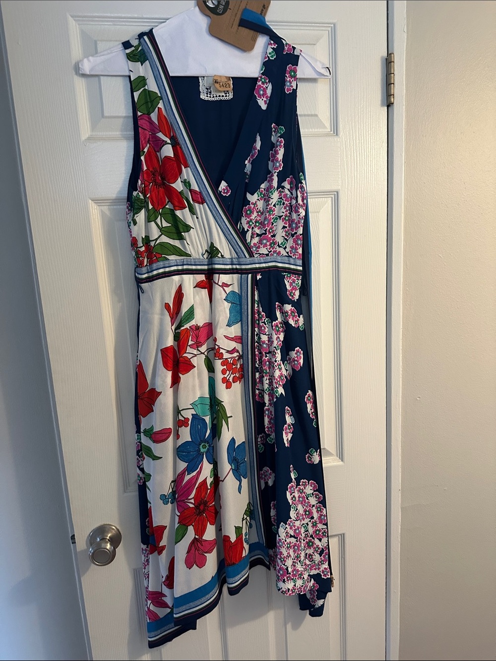 Maeve Navy Blue White Floral Wrap Dress